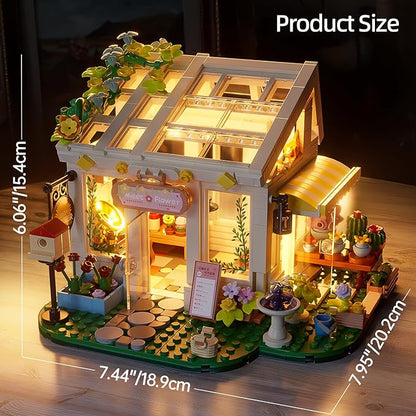 Flower House Building Block Set Botanical Garden Greenhouse Toys Kits with LED Light Birthday Decoration for Adults Women Teens Old Kids Girls 6+ 8-12 8-14 (832 PCS)