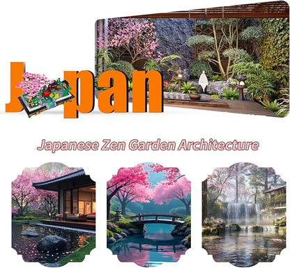 Cherry Blossom Tree Building Set Japanese Sakura Bonsai Block Flowers House Mini Bricks Building Kit Home Office Decoration Creative Toys Gift for Adults Teens Children Kids 8+ 1008 pcs