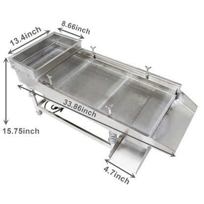 TECHTONGDA Straight Vibrating Sieve Screen Shaker Electric Linear Sifter Machine Stainless Steel One Layer One Motor 0.5mm Screen Size 11.8×29.5inch 110V