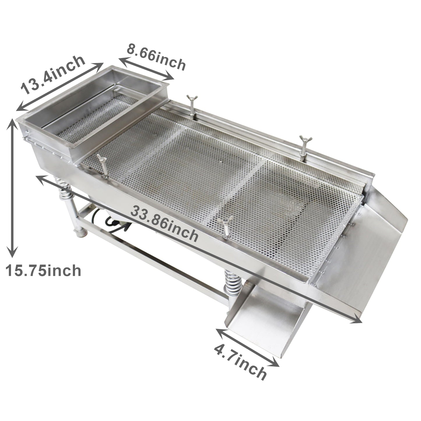 TECHTONGDA Straight Vibrating Sieve Screen Shaker Electric Linear Sifter Machine Stainless Steel One Layer One Motor 4mm Screen Size 11.8×29.5inch 110V