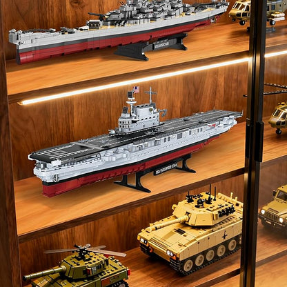 Military Series World War II Battleship Building Kit 1883 Pieces World Class USS CV-6 Enterprise Compatible with Lego Army Set for Adults WW2 Toy Gift Boat Building Block Kids 8-12 Model Home Decor