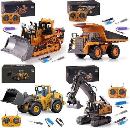 Mudsterz - Mudsterz Construction RC Set of 4 | 2.4GHz RC Construction Vehicles 360° Rotation Excavator Cool Lights Real Sounds Die-Cast Alloy Part | Command the Site Conquer the Dirt (A1+B1+C1+D1)
