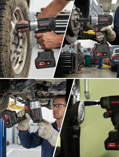 ROTAKE 20V Professional Middle Torque 1/2" Impact Wrench Kit, 880 FT-LBS Nut-Busting Torque, Cordless Impact Gun with Hog Ring, 3-in-1 Unibody Hammer Case, 5.0Ah Battery & 4A Fast Charger, TB2