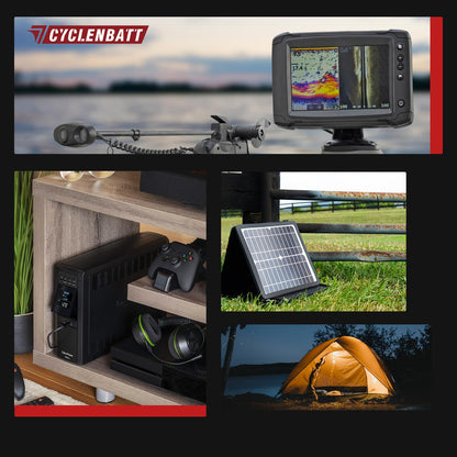 CYCLENBATT 4 Pack 12V 10Ah LiFePO4 Lithium Battery, 5000+ Deep Cycles & 10-Year Life, Lightweight Design with 10A BMS, IP67 Waterproof, Good for Fish Finder, Marine, Solar, Ride-on toy, UPS, HAM Radio