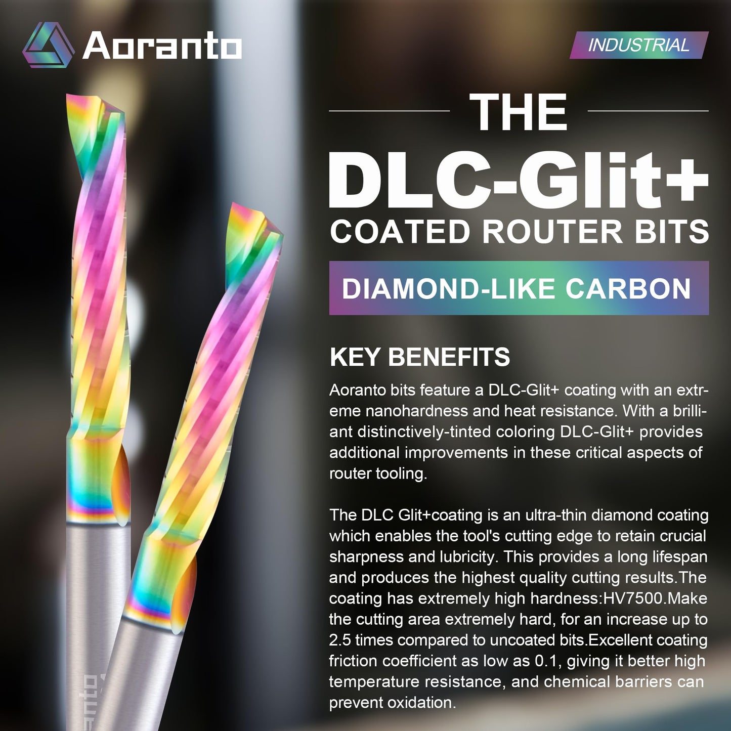 Aoranto UO13631 1/4" Single O-Flute CNC Router Bit 1/4" Shank, Industrial Quality Extra Long Life Coating Solid Carbide Up Cut Spiral End Mill for Wood Plastic Acrylic, 1/4" Dia x 1-1/4" CL, 5 Pack