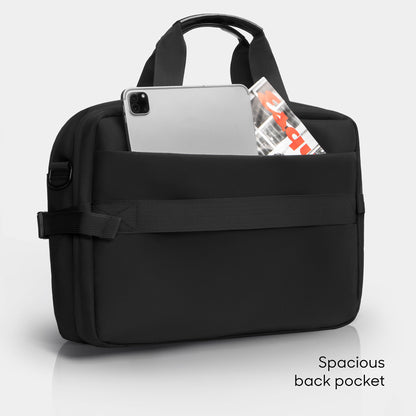 Sharper Image Messenger Briefcase for Men, Laptop Bag fits up to 17” Computer, 19L Water Resistant Crossbody Shoulder Bag with Strap for Work, School, Office, Travel, Black (Venture Collection)