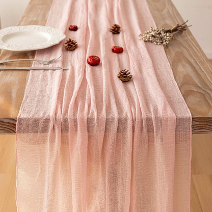 Keketoarrange 10pcs Pink Valentines Decor Table Runner Cheese Cloth Rustic Gauze Cheesecloth Table Runner 120 Inch 10 FT for Wedding Baby Bridal Shower Sheer Boho Spring Home Tea Party Decorations