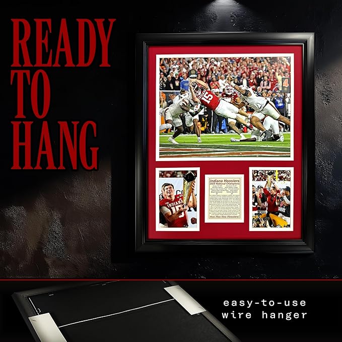 Indiana Hoosiers | 2025 CFP National Champions | Collectible Hoosier Football Memorabilia | Framed Picture &amp Photo Collage Gift Man Cave Wall Art Home &amp Room Decor | 2 Sizes &amp 2 Styles (