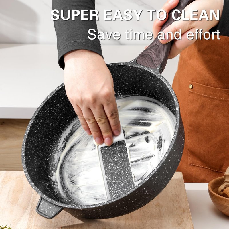 Kordisen Nonstick Deep Frying Pan with Lid, 10 Inch Non Stick Skillet, Saute Pan for Cooking, Healthy Induction Cookware, PFOA Free