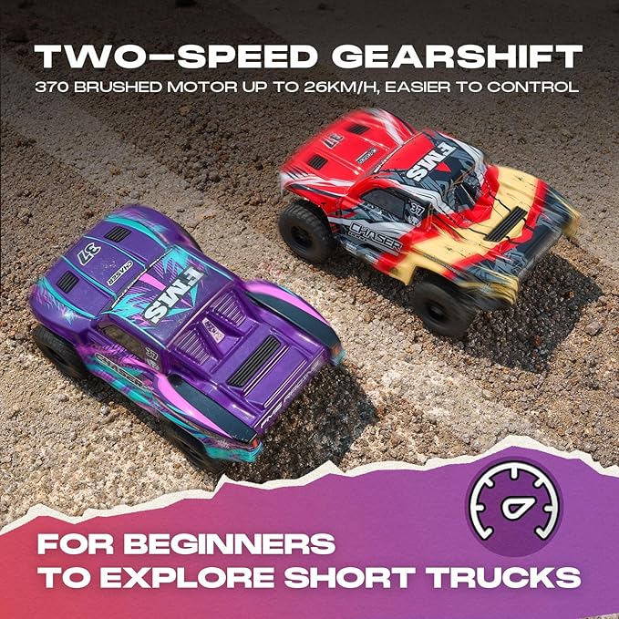 FCXㅤ FMS FSC24 1/24 Chaser RC Crawler Short-Course Trucks with High Strength Nylon Frame 2 Speed Switch Up to 26km/h Hobby RC Car for Adults Gifts (Red)