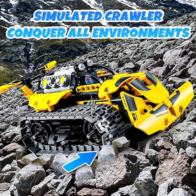 OKKIDY 3 in 1 Kids Remote Bulldozer STEM Technology Building Blocks Set Toys APP Remote Construction Blocks Engineering Excavator/Robot Ages 6-14 DIY Erector Sets for Boys and Girls-452 (PCS)