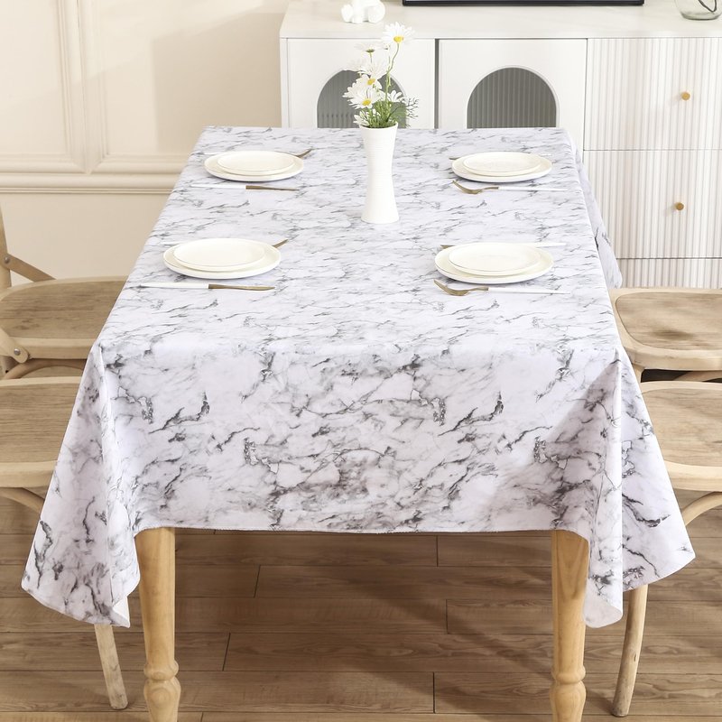 Walrus Heavy Duty Vinyl Tablecloth with Flannel Backing Waterproof Oil-Proof Plastic Table Cloth Stain-Resistant Wipeable Rectangle or Square Table Cover for Indoor and Outdoor (Marble, 60X84 Inch)