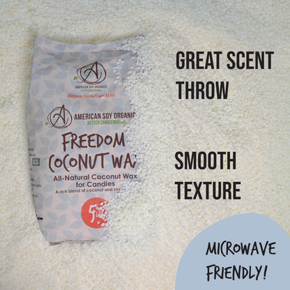 American Soy Organics Freedom Coconut Soy Wax Beads for Candle Making - Natural Candle Making Supplies - Paraffin-Free,Beeswax-Free Coconut Candle Wax for Container Candles,Tealights,Wax Melts 10 lbs
