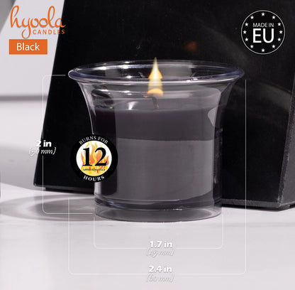 HYOOLA Clear Cup Scented Votive Candles - Black - 12 Hour Burn Time - 4 Pack - European Made