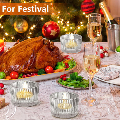 JOYIT Clear Votive Candle Holders Bulk Set of 12, Tealight Candle Holder for Wedding Table Centerpiece, Glass Small Candle Holders for Birthday Party, Valentine's Day, Home Decor (2''X 1.4'')