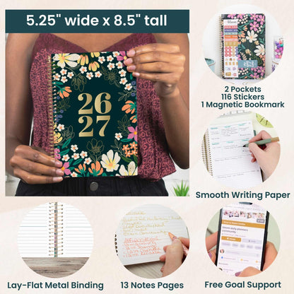 bloom daily planners 2026-2027 Planner - Academic Year (July 2026 - July 2027) Monthly & Weekly Soft Cover Planner for Women - 13 Month Inspirational Agenda Book with Stickers - 5.5" x 8.25" - Blooming Wildly
