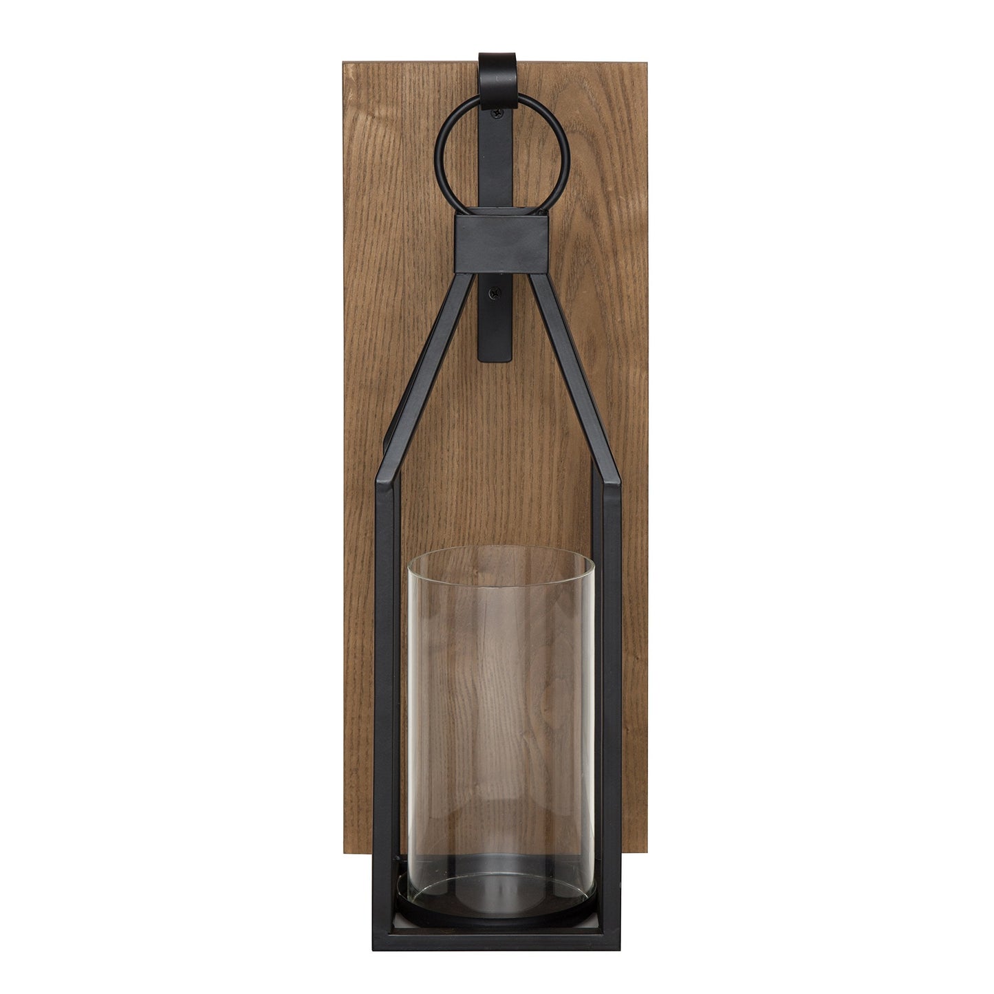 Kate and Laurel Oakly Wood and Metal Wall Sconce, Rustic Brown Wood Wall Candle Holder Farmhouse Decor