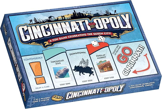 Late for The Sky Cincinnati-Opoly Board Game – Family Strategy Game for 2-6 Players Opoly-Style City Landmarks Fast One-Hour Option Fun Gift for Adults and Kids 8+