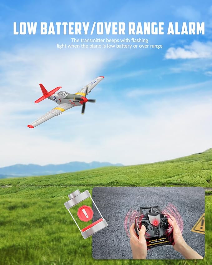 VOLANTEXRC RC Plane 4 Channel Remote Control Airplane Fighter RTF with 6-Axis Gyro 3 Modes &amp Aerobatics Easy to Fly 2.4GHz Radio Controlled Aircraft for Beginners &amp Adults P51D Mustang Re