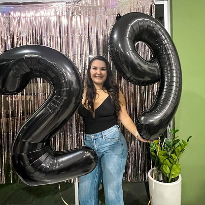 Black Number 5 Balloon 40 Inch, 5th Birthday Party Decorations for Children, Giant 5 Foil Balloon for Party Supplies