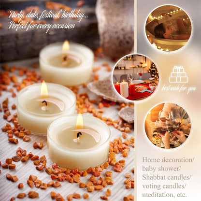 Jasmine Scented Tealight Candles, 12 Pack White Holiday Tea Lights with Clear Cups | Long-Lasting for Seasonal Home Decor,RDIVJA
