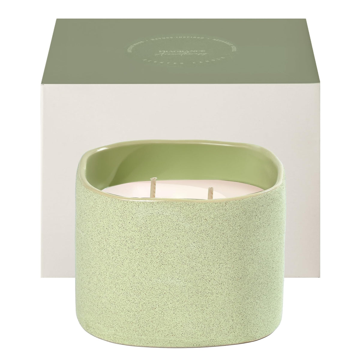 Scented Soy Candles, Large Candle 3 Wicks 19.5oz Japanese Cherry Blossom Ceramic Jar Lava Collection, Gorgeous Gifts for Birthday Thanksgiving Christmas (14.5oz-Basil & Pine)