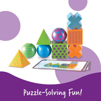 Learning Resources Mental Blox Critical Thinking Game, Homeschool, 20 Blocks, 40 Activity Cards, Ages 5+,Multicolor