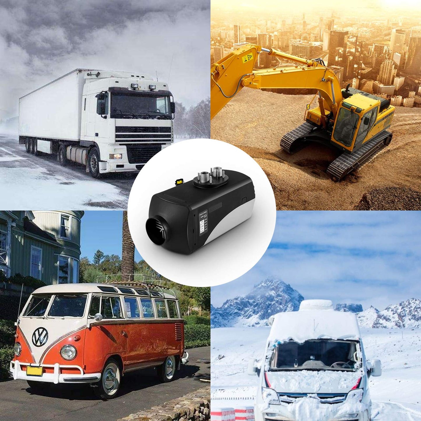 Fiberfly Diesel Heater 8KW, 15L Tank, Diesel Air Heater 12V,Muffler, Diesel Parking Heater with LCD Thermostat Monitor & Remote Control for Bus Boat and Motor-home