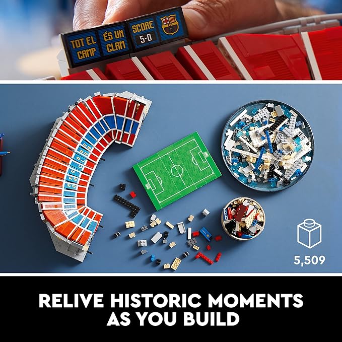 LEGO Icons Camp NOU – FC Barcelona Soccer Stadium 10284 Model Building Kit Large Construction Set for Adults Gift Idea