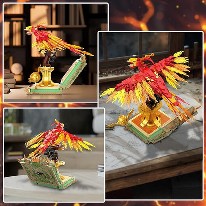 1252PCS Moc Fire Phoenix with Book Building Block Set for Adults NO Compatible with Lego Magic Phoenix STEM Bird Toy Collection Model Gift for Kids Boys and Girls