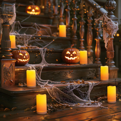 Homemory Solar Candles Outdoor Waterproof, 3"x6" Rechargeable Solar Powered Lights, Flameless Flickering Dusk to Dawn Sensor Outdoor Pillar Candles for Halloween, Lanterns, Garden, Patio, Porch