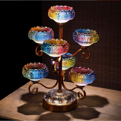VALTEV Candle Holder Crystal Glass 10.6 Inch Lotus Candlesticks Holder, Creative Decoration Candlesticks for Home Decoration Candle Stand Wedding Gift Idea Candle Holder for Table (Size : Gold)