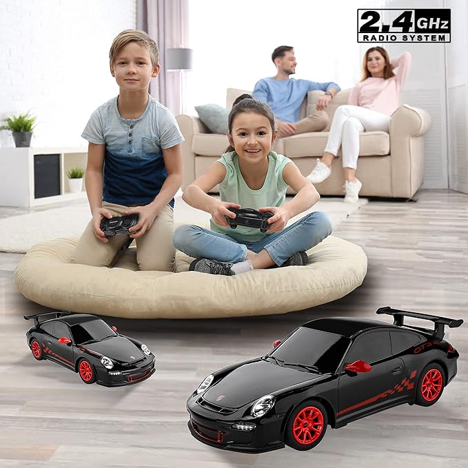 BEZGAR Porsche Remote Control Car - Officially Licensed Porsche 911 GT3 RS Toy Car 1:24 Porsche RC Car Model Vehicle Gift for BoysGirlsTeens and Adults (39900 Black)