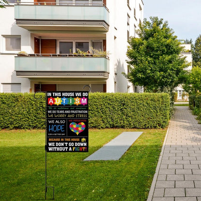Autism Awareness Garden Flag Puzzle Piece Inspirational Support April Decoration Vertical Double Sized Yard Outdoor Decor