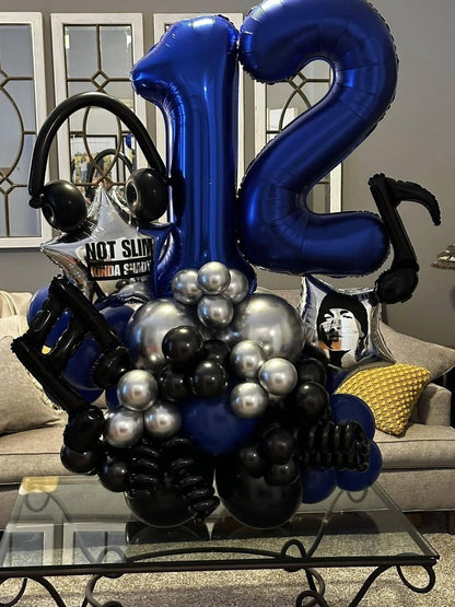 Night Blue Number 2 Balloon 40 Inch, 2nd Birthday Decoration for Toddlers Girls Boys, Sparkling 2 Number Balloon Party Decor
