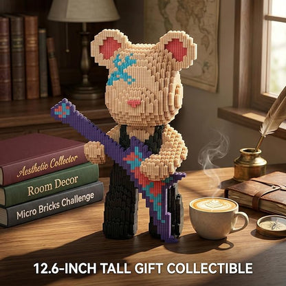 12.6 Teddy Blocks Bear Building Bricks Figure Set for Adults Collector-Edition DIY Craft Kit Trend Home Decor for Office Bedroom or Book Shelf Stress Relief Gift for Men Women Birthdays