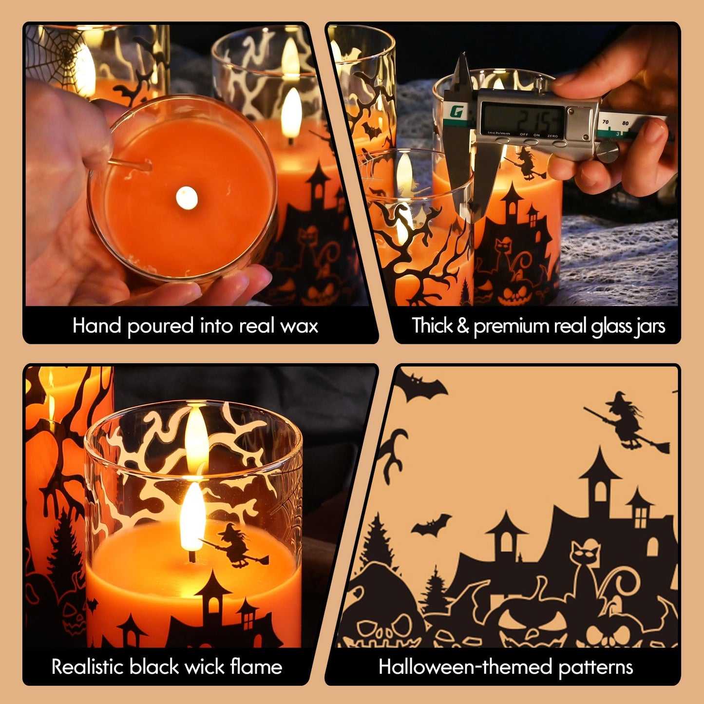 Eywamage Blue Ocean Theme Glass Flameless Pillar Candles with Remote, Flickering Moving Flame LED Wax Candles Summer Home Decor Set of 3