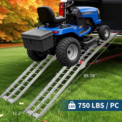 Heavy Duty 1500LB Capacity Aluminum Motorcycle Loading Ramp Set – 7.5FT Folding Design,Load Straps for Pickup Trucks, Motorcycles, Lawnmowers, Dirt Bikes(2-Pack)