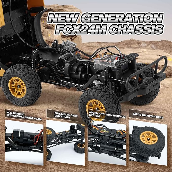 BEEZRC FMS 1/24 RC Crawler RTR FCX24M Land Rover Family Camel Trophy Edition Licensed RC Model 4WD RC Rock Truck 2.4Ghz Hobby Grade RC Car Model Mini Off Road Vehicle with Battery (Discovery)