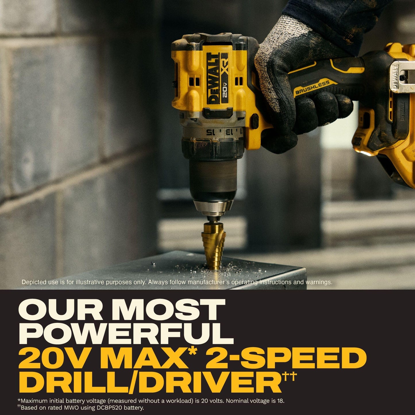 DEWALT Drill Set 20V MAX XR, 1/2 in. Brushless Cordless Drill Driver Kit With 5AH POWERSTACK Battery and Charger, LED Light, Dual Speed (DCD801H1)