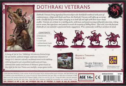 CMON A Song of Ice and Fire Tabletop Miniatures Dothraki Veterans Unit Box - Fearless Warriors of The Great Grass Sea Strategy Game for Adults Ages 14+ 2+ Players 45-60 Minute Playtime Made