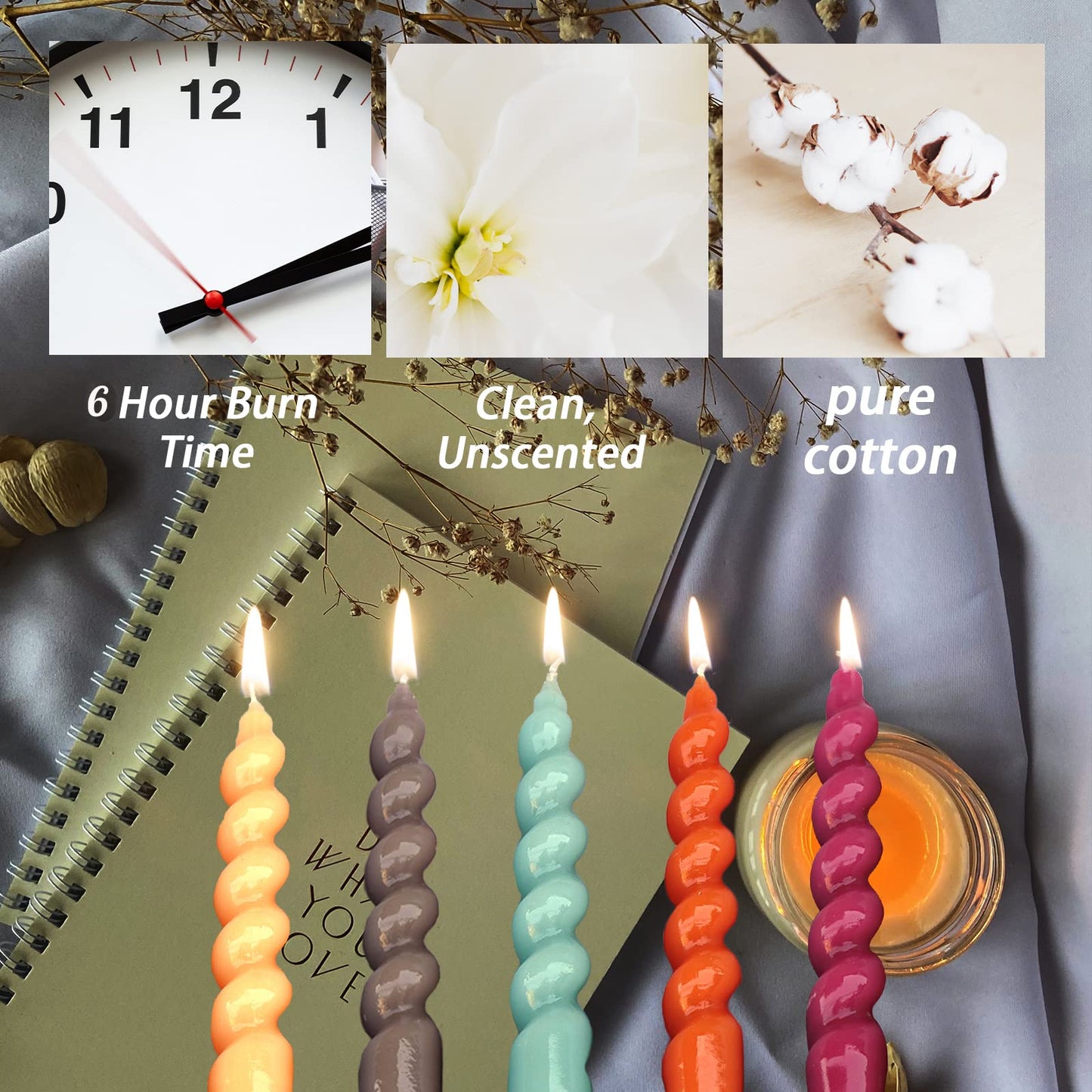 Spiral Taper Candles Twisted Candlesticks -7.5inch Yellow Candle Sticks Unscented Tapered Candles Short Spiral Candle for Holiday Household Wedding Party,4PCS-Cream Yellow