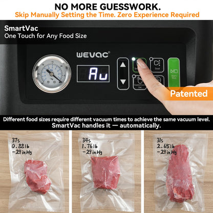 Wevac Chamber Vacuum Sealer, 12” Seal Bar, Auto Vacuum Time, Deep Chamber with Easy-Clean Design, Commercial-Grade for Meats, Liquids, Soups, Sous Vide & Mason Jars, CV12 Pro