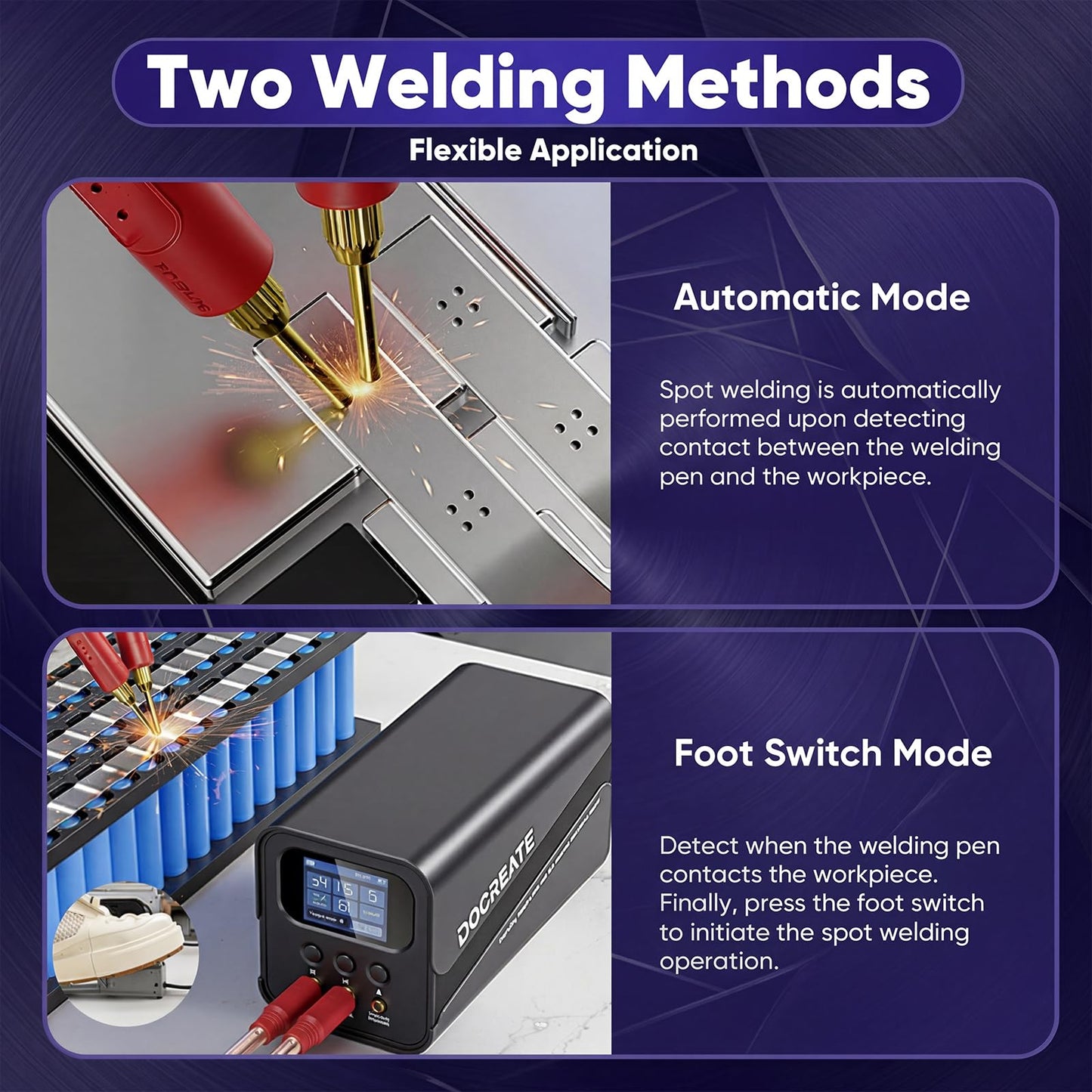 Capacitor Spot Welder for Battery Pack, 10.5kW Farad Welding Machine, Automatic & Foot Pedal Modes, 100-240V, for 18650/21700/LiFePO4 Cells, Nickel Strip Welding Kit