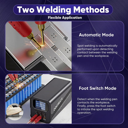 Capacitor Spot Welder for Battery Pack, 10.5kW Farad Welding Machine, Automatic & Foot Pedal Modes, 100-240V, for 18650/21700/LiFePO4 Cells, Nickel Strip Welding Kit