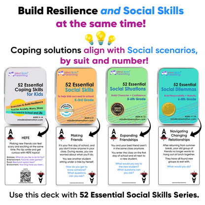 52 Essential Social Dilemmas: Skills for Kids & Teens to Thrive in Middle School - Conversation Cards Created by Teachers & Counselors for Family, Classroom, Counseling, Therapy Game (6-8 Grade)