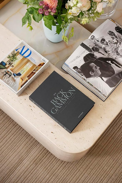Printworks Classic Backgammon – Grey &amp Blue Acrylic Design Foldable Book-Style Set for Adults Elegant Tabletop Game