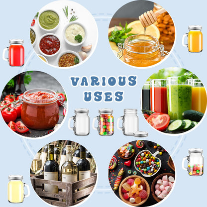 Tessco for you 48 Pcs 4 oz Mini Mason Jars with Lids and Handles Small Glass Mason Canning Jars Mugs Cup for Jams, Jelly, Honey, Spices, Dried Snacks, DIY Crafts, Shower Wedding Favors