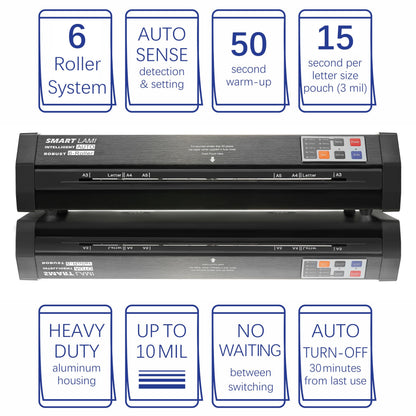 SINCHI 6-Roller Auto Sense Laminator, 13-Inch 3–10 Mil Thermal Machine, 50-Second Warm-Up, 47 in/min, Never-Jam Heavy Duty, Office & School, 11×17"