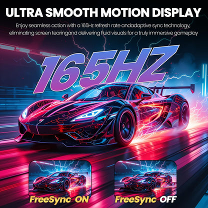 CRUA 34'' Gaming Monitor 165Hz/144Hz, UWQHD 3440x1440P IPS Ultrawide Screen Computer Monitors with Built-in Speakers, Supports FreeSync, 120% sRGB, PIP/PBP, HDMI2.0 & DP1.4, Wall Mount&Tilt Adjustable